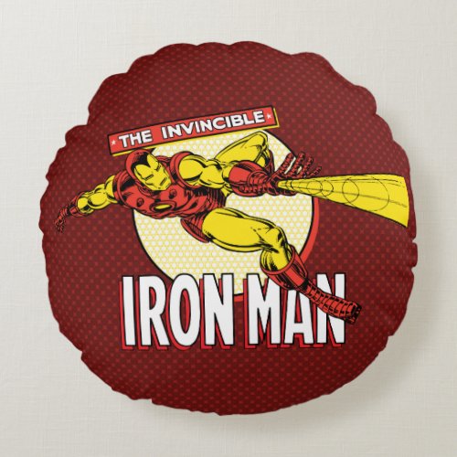 Iron Man Retro Character Graphic Round Pillow