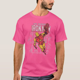 Iron Man Retro Comic Book Stamp Flying Pose funny T-Shirt