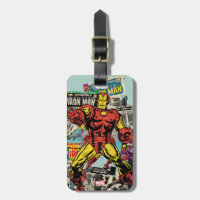 Iron Man Retro Comic Collage Bag Tag