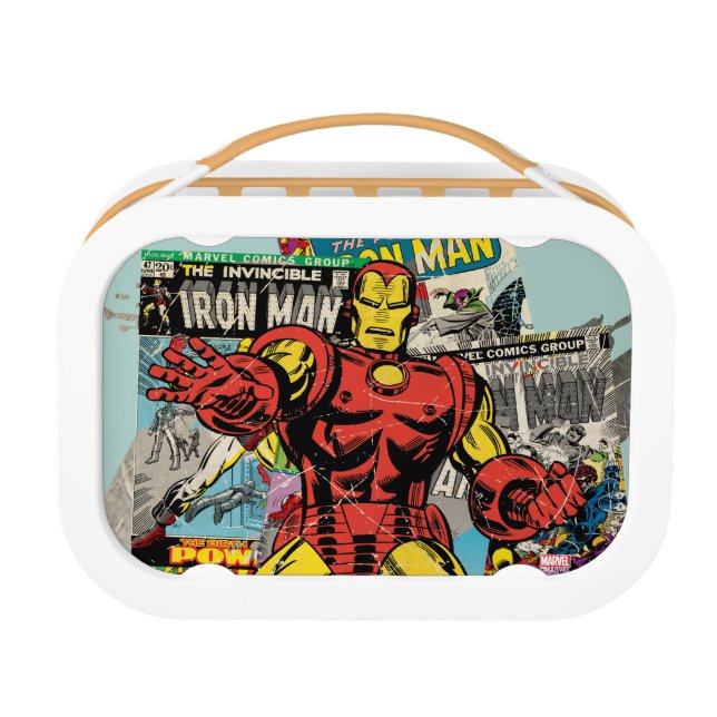 Iron Man Retro Comic Collage Lunch Box (Front)