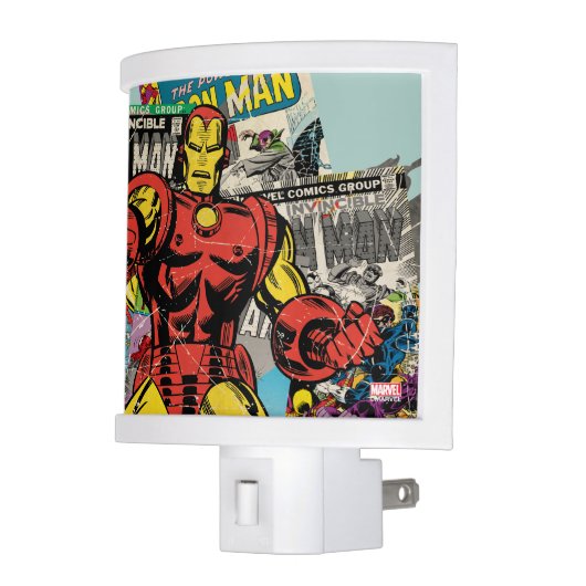 Iron Man Retro Comic Collage Night Light (Left)