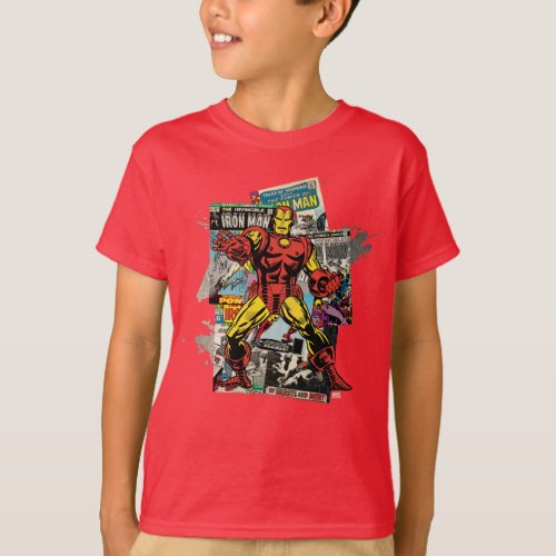 Iron Man Retro Comic Collage T_Shirt