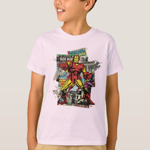 Iron Man Retro Comic Collage T_Shirt