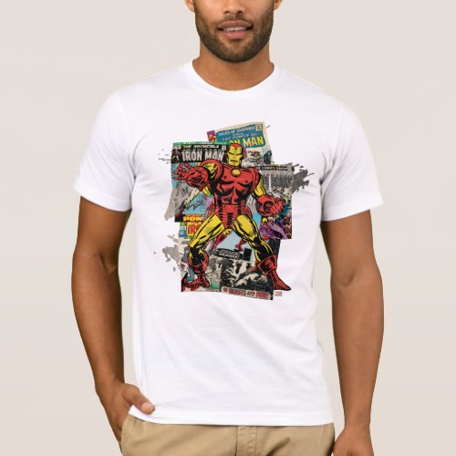 Iron Man Retro Comic Collage T_Shirt