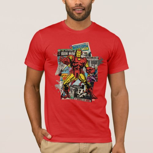 Iron Man Retro Comic Collage T_Shirt