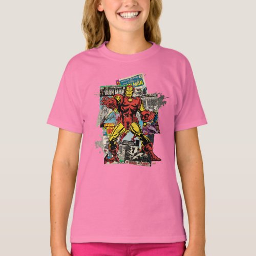 Iron Man Retro Comic Collage T_Shirt