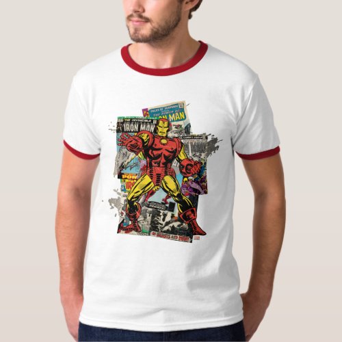 Iron Man Retro Comic Collage T_Shirt