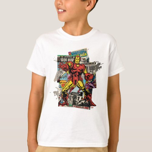 Iron Man Retro Comic Collage T_Shirt