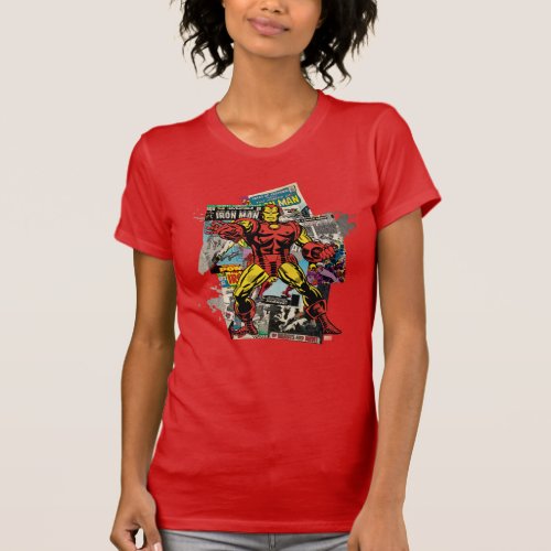 Iron Man Retro Comic Collage T_Shirt