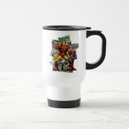 Iron Man Retro Comic Collage Travel Mug