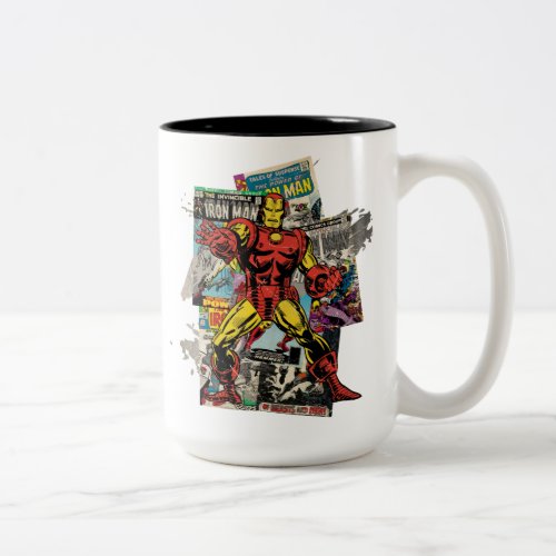 Iron Man Retro Comic Collage Two_Tone Coffee Mug