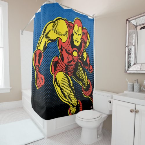 Iron Man Retro Flying Shower Curtain