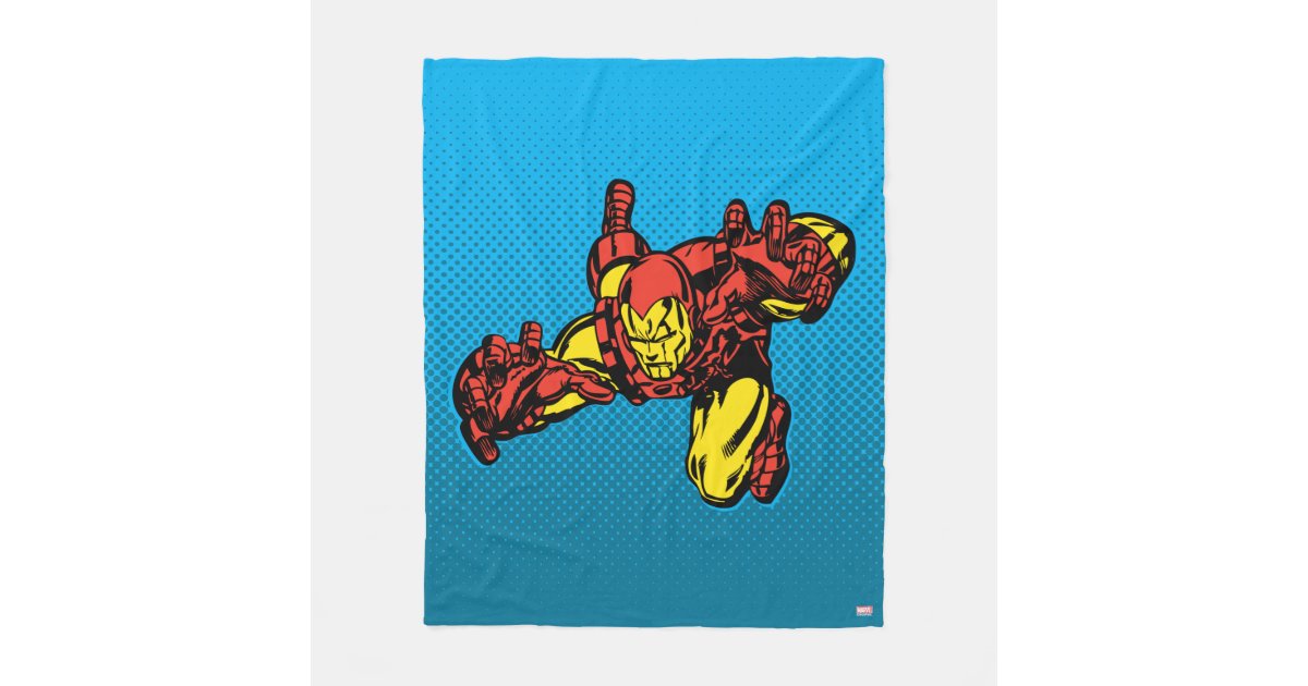 Iron Man Retro Grab Fleece Blanket Zazzle Com