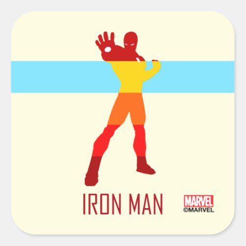 Iron Man Silhouette Color Block Square Sticker