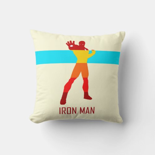 Iron Man Silhouette Color Block Throw Pillow