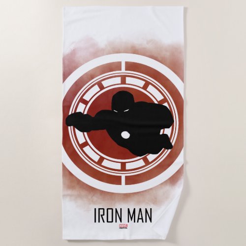 Iron Man Silhouette Over Watercolor Icon Beach Towel