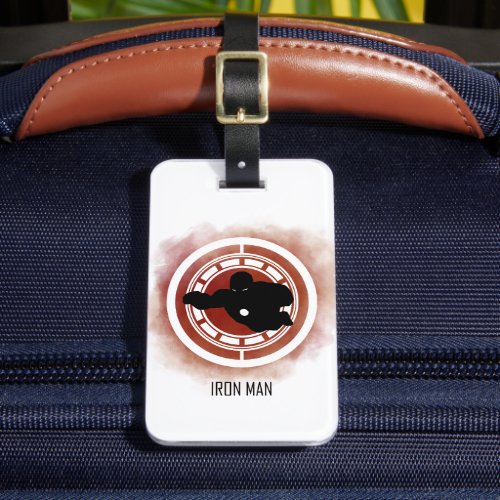 Iron Man Silhouette Over Watercolor Icon Luggage Tag