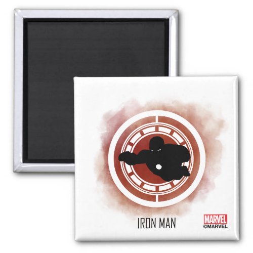 Iron Man Silhouette Over Watercolor Icon Magnet