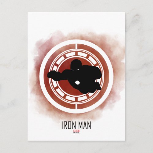 Iron Man Silhouette Over Watercolor Icon Postcard