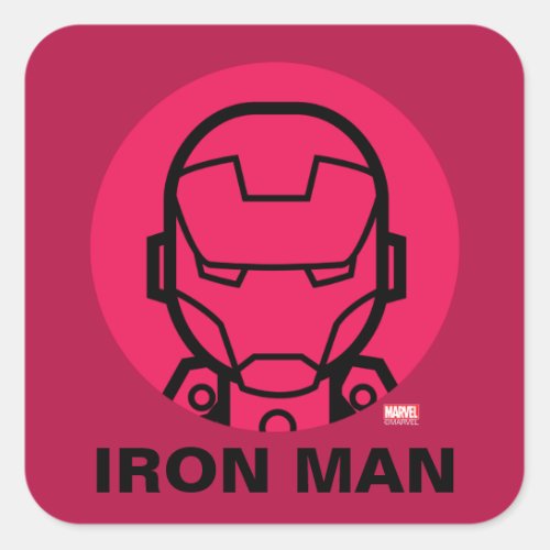 Iron Man Stylized Line Art Icon Square Sticker