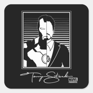 Iron Man Tony Stark Signature Icon Square Sticker