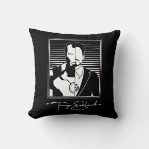 Iron Man Tony Stark Signature Icon Throw Pillow