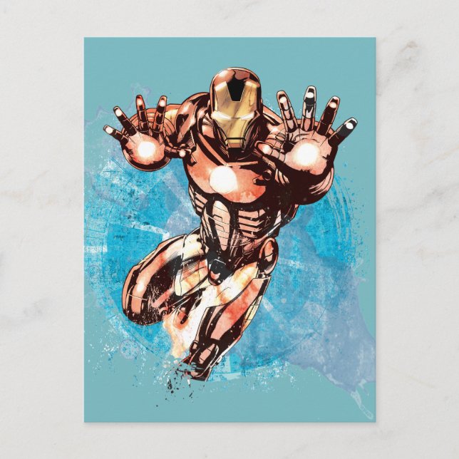 Iron Man Watercolor Character Art Postcard (Front)