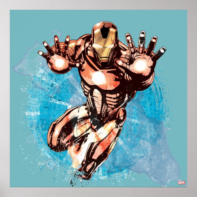 Iron Man Watercolor Character Art Poster (Front)