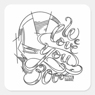 Iron Man   We Love You 3000 Square Sticker