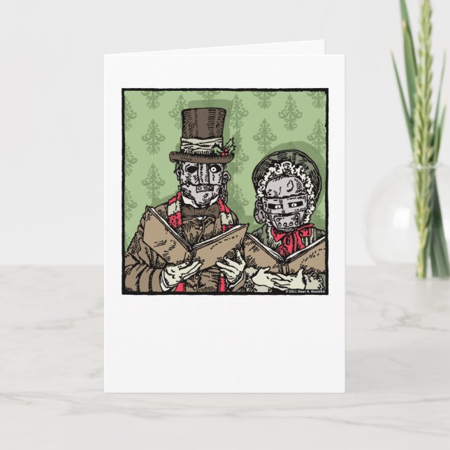 Iron Mask Carolers - Blank Inside Pop Goth Holiday Card (Front)