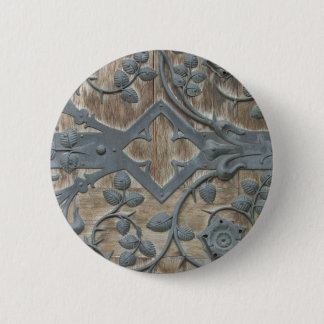 Iron Medieval Lock on Wooden Door Button