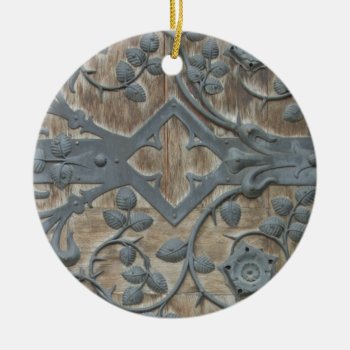 Iron Medieval Lock On Wooden Door Ceramic Ornament by robby1982 at Zazzle