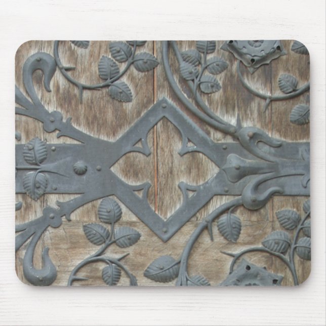 Iron Medieval Lock on Wooden Door Mouse Pad (Front)