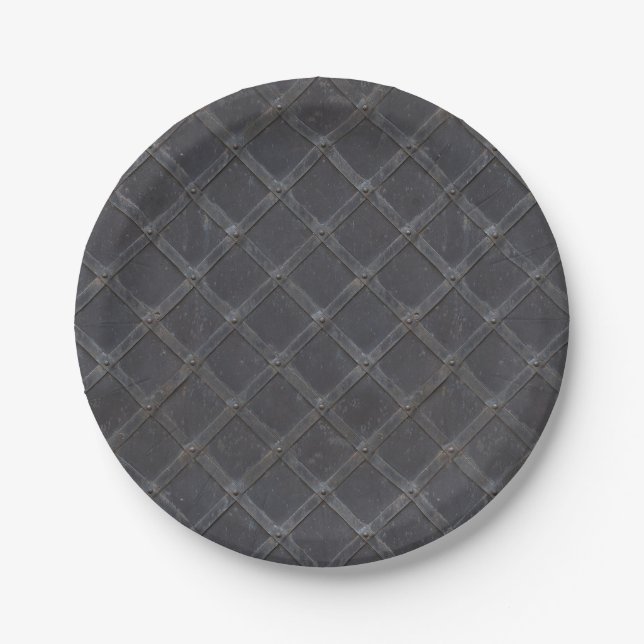 Iron Metal diamond pattern Paper Plates (Front)