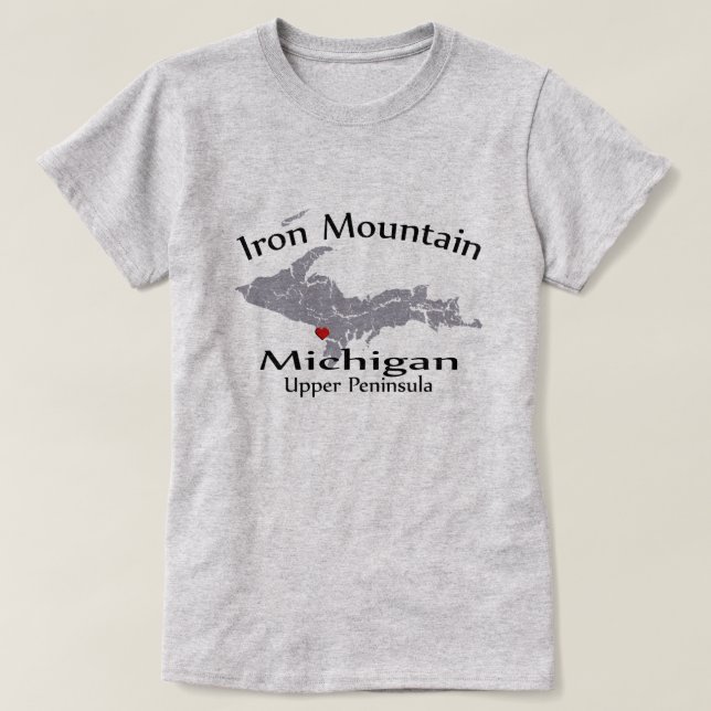 Iron Mountain Michigan Heart Map Design Ladies T-Shirt (Design Front)