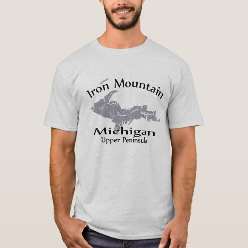 Iron Mountain Michigan Map Design T_shirt