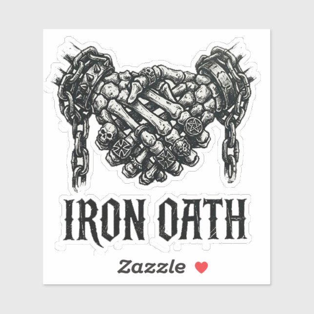 Iron Oath Skeleton Handshake Biker Sticker  (Sheet)