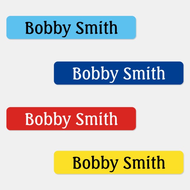 Iron On Boys Clothing Labels NAME Red Blue Yellow (Group)