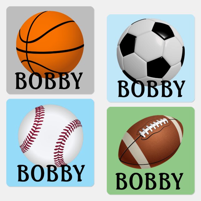 Iron On Boys Sports Balls Clothing Labels NAME (Group)