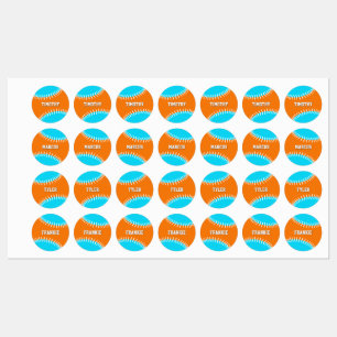 iron on labels for 1 to 4 baseball players