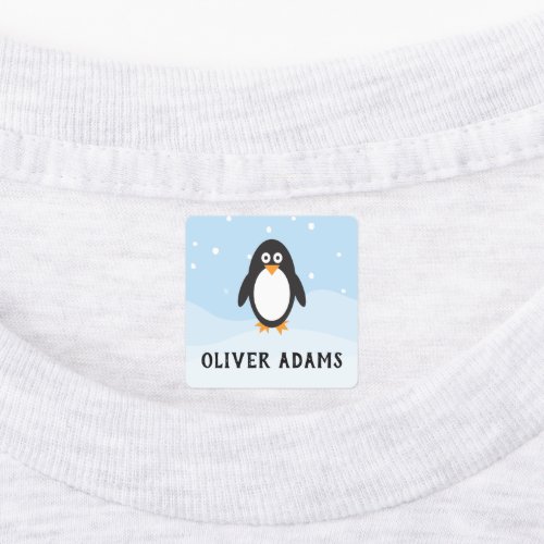 Iron on penguin labels for school camp daycare