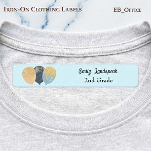 Iron on Teal Glitter Party Balloons Labels