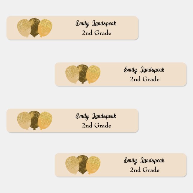 Iron on Yellow Glitter Party Balloons Labels (Group)