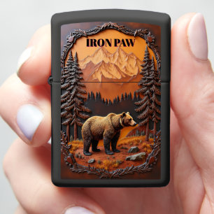 Iron Paw Bear Sunset Landscape Zippo Lighter