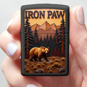 Iron Paw Bear Sunset Woods Zippo Lighter