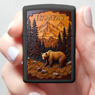 Iron Paw Grizzly Forest Zippo Lighter