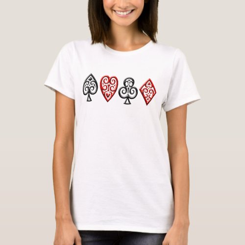 Iron Playing Card Suits horizontal T_Shirt