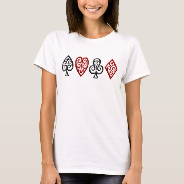 Iron Playing Card Suits, horizontal T-Shirt (Front)