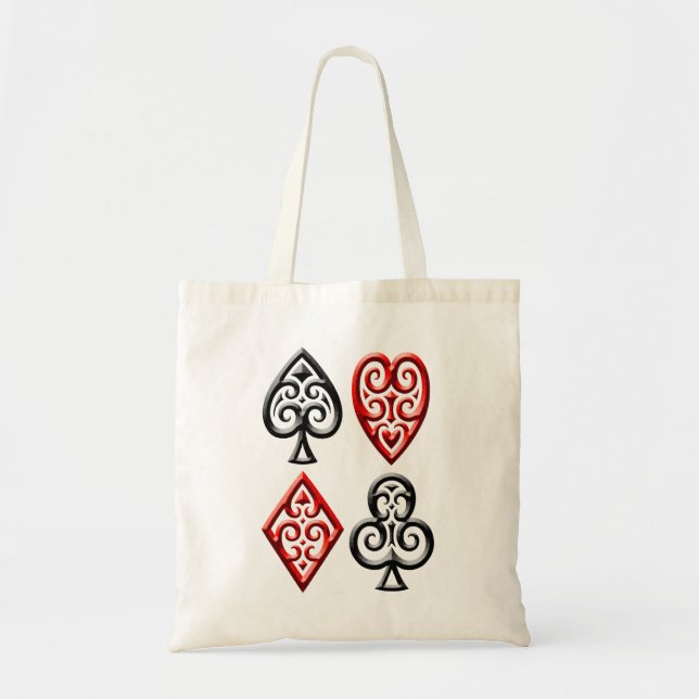 Iron Playing Card Suits Tote Bag (Front)