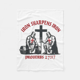 Iron Sharpens Iron Bible Scripture Christian Gym W Fleece Blanket